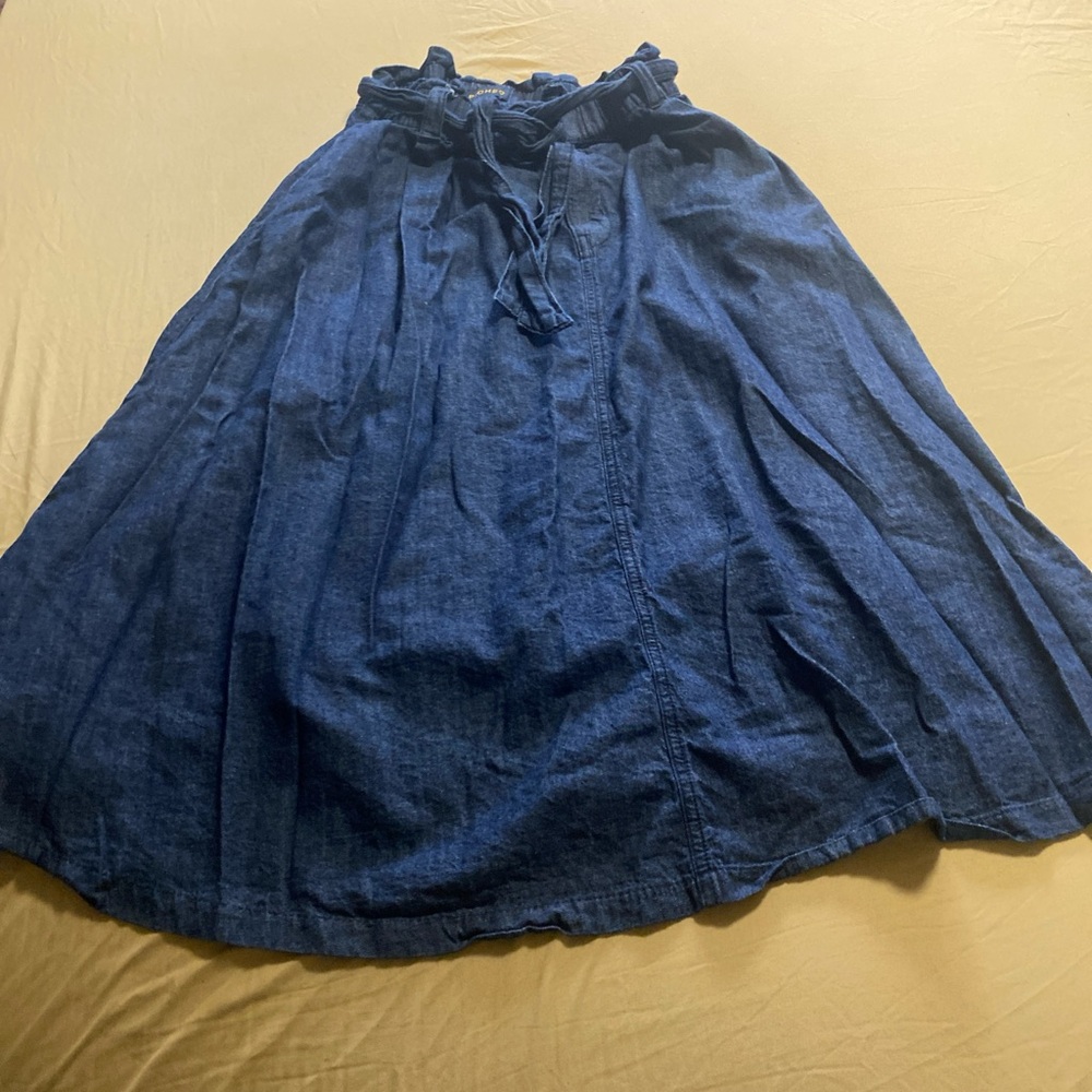 Blue Denim A-Line Maxi Skirt